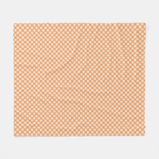 orange and white checkered pattern フリースブランケット (正面(横))