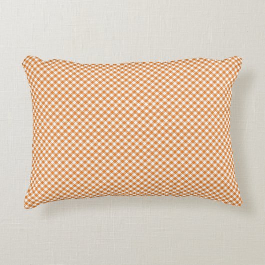Orange and white checkered rectangular pillow アクセントクッション (正面)