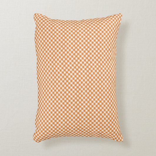 Orange and white checkered rectangular pillow アクセントクッション (正面(垂直))