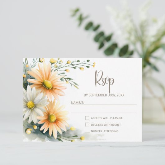 Orange and White Daisies Wedding RSVP (スタンド正面)