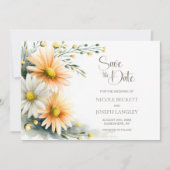 Orange and White Daisies Wedding Save the Date セーブザデート (正面)