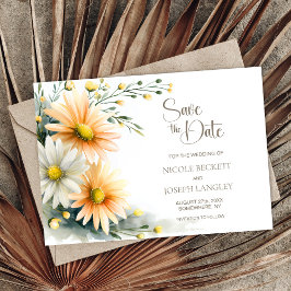 Orange and White Daisies Wedding Save the Date セーブザデート