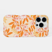 Orange and white floral pattern daisies iPhoneケース (裏面横)