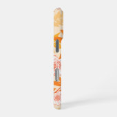 Orange and white floral pattern daisies iPhoneケース (右側面)