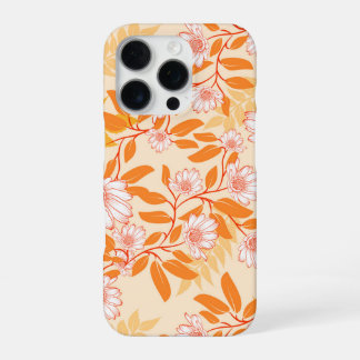 Orange and white floral pattern daisies iPhone 16 proケース
