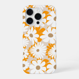 Orange and white floral pattern features daisies iPhone 16 proケース