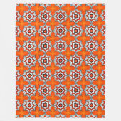 Orange and white geometric mandala pattern Towel フリースブランケット (正面)