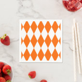 Orange and White Harlequin Diamonds Check Design  スタンダードカクテルナプキン (インサイチュ)