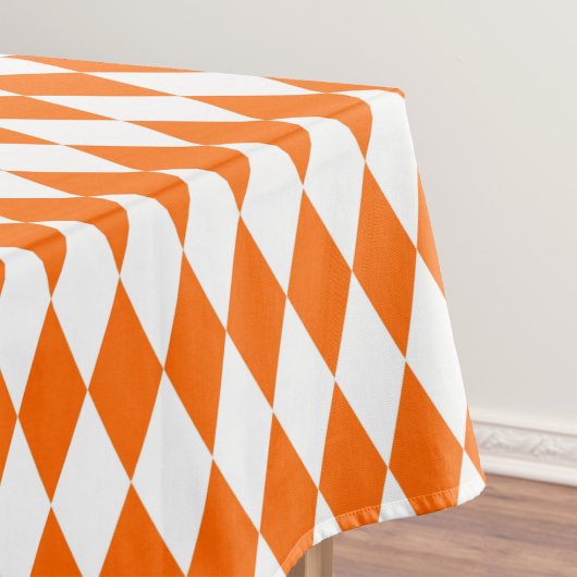 Orange and White Harlequin Diamonds Check Design  テーブルクロス