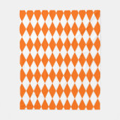 Orange and White Harlequin Diamonds Check Design  フリースブランケット (正面)