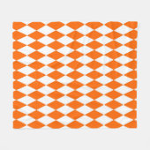 Orange and White Harlequin Diamonds Check Design  フリースブランケット (正面(横))