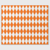 Orange and White Harlequin Diamonds Check Design  ラッピングペーパー (フラット)