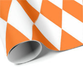 Orange and White Harlequin Diamonds Check Design  ラッピングペーパー (ロールコーナー)