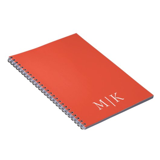 Orange and White | Modern Monogram ノートブック (右側)