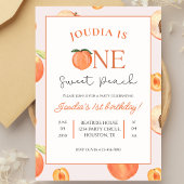 Orange and White Peach Kids 1st Birthday  招待状