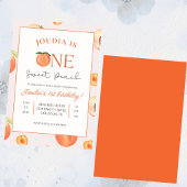 Orange and White Peach Kids 1st Birthday  招待状