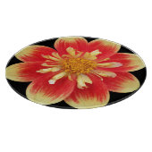 Orange and Yellow Collarette Dahlia Floral カッティングボード (角)