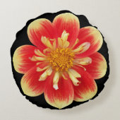 Orange and Yellow Collarette Dahlia Floral ラウンドクッション (裏面)