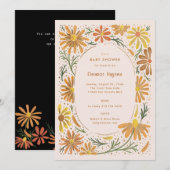 Orange and Yellow Daisies Baby Shower 招待状 (正面/裏面)