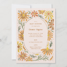 Orange and Yellow Daisies Baby Shower 招待状