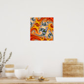 Orange and Yellow Fractal Zoom ポスター (キッチン)