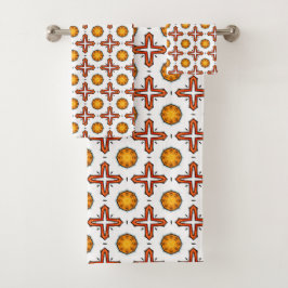 Orange and yellow mandala pattern  バスタオルセット