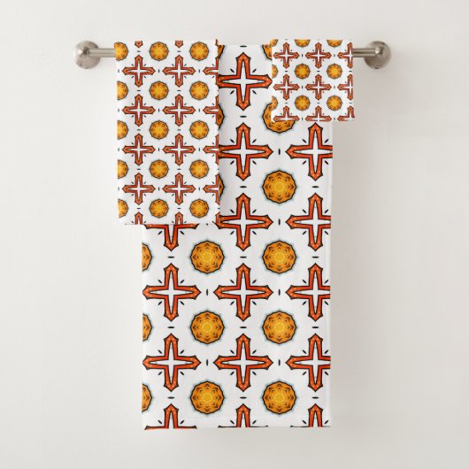 Orange and yellow mandala pattern  バスタオルセット (インサイチュ)