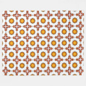 Orange and yellow mandala pattern  フリースブランケット (正面(横))