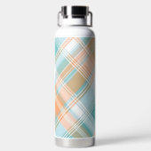 ORANGE & AQUA EASTER PLAID PATTERN ウォーターボトル (背面)