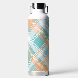 ORANGE & AQUA EASTER PLAID PATTERN ウォーターボトル