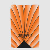 Orange Art Deco Design Personalised ゴルフタオル (正面)