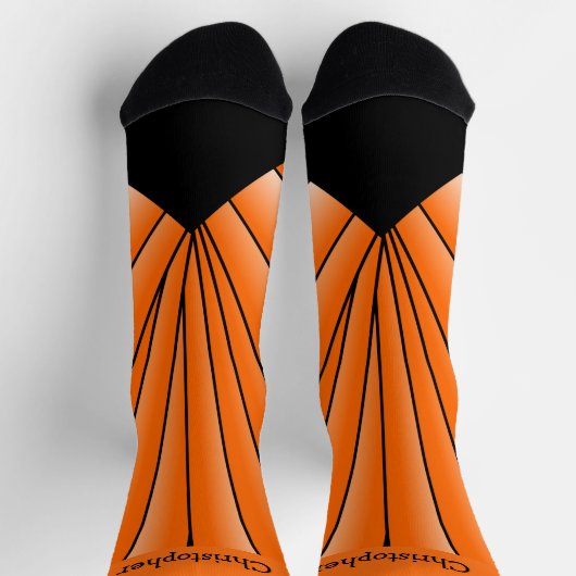 Orange Art Deco Design Socks ソックス (上部)