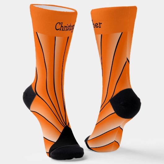 Orange Art Deco Design Socks ソックス (傾斜あり)