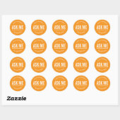 Orange ask me volunteer stickers ラウンドシール (シート)