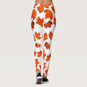 Orange Autumn Fall leaves Leggings レギンス (裏面)