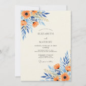 Orange Azure Splendid Botanical Wedding 招待状 (正面)