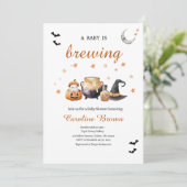 Orange Baby is Brewing Cute Halloween Baby Shower  招待状 (スタンド正面)