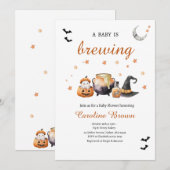 Orange Baby is Brewing Cute Halloween Baby Shower  招待状 (正面/裏面)
