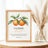 Orange Baby Shower Pacifier Hunt Game Sign ポスター