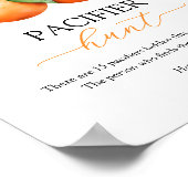 Orange Baby Shower Pacifier Hunt Game Sign ポスター (角)