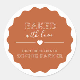 Orange Baked With Love From Scallop Label Sticker ラウンドシール