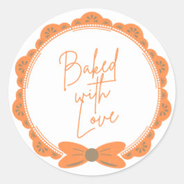 Orange 'Baked With Love' Round Sticker ラウンドシール