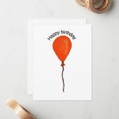 Orange balloon happy birthday ノートカード (正面/裏面インサイチュ)
