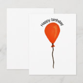 Orange balloon happy birthday ノートカード (正面/裏面)