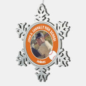 Orange Baseball Player Photo High School スノーフレークピューターオーナメント (右)