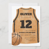 Orange Basketball Jersey Birthday Party Watercolor 招待状 (正面)