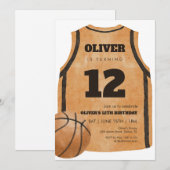 Orange Basketball Jersey Birthday Party Watercolor 招待状 (正面/裏面)
