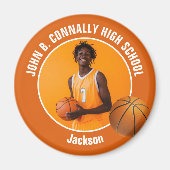 Orange Basketball Player High School Photo マグネット (正面)