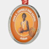 Orange Basketball Player Photo Christmas メタルオーナメント (左)