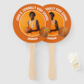 Orange Basketball Player Photo High School Spirit ハンドファン (正面&裏面)